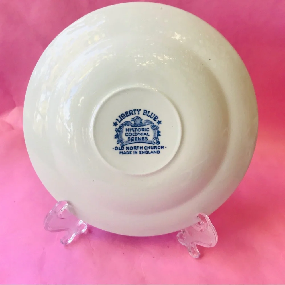 Vintage blue/white Liberty Blue fine china tea cup with saucer set of 4